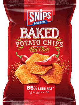 A bag of SNIPS Baked Potato Chips - Hot Chili