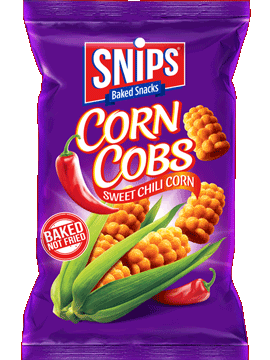 A bag of Snips Corn Cobs Sweet Chili